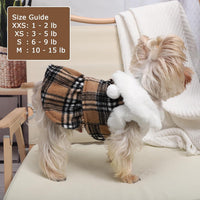 Dog Sweater with Leash Set D Ring Plaid Fleece Dog Clothes for Small - Medium (Chest 17in ) / Khaki with Leash - image 4