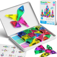 42PCS Mini Magnetic Tiles Travel Set with Iron Storage Box - Mini