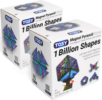 TOSY Magnet Pyramid Glow - 1 Cube Transforms into 1 Billion Shapes, 12 Pieces, 243 Magnets - Stone (Set of 2)