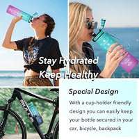 Enerbone Water Bottle, Leakproof BPA & Toxic Free, Motivational Water Bottle with Times to Drink and Straw, Fitness Sports Water Bottle with Strap for Office, Gym, Outdoor Sports