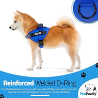 PawPawify Custom No Pull Dog Harness with Name and Phone Number, Heavy Duty Personalized Pet Vest to Prevent Tugging, Pulling, or Choking, Training and Walking (New Blue, XL (60-85 LBS))