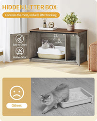 Hzuaneri Cat Litter Box Enclosure - Light Ivory and Brown / 39.4"L x 21.7"W x 23.6"H - image 3