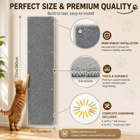 FHTONGE 71x15.8" Thickened Cat Wall Climbing Carpet with 16 Fixed - Highclass Grey / 71x15.8"(180x40cm) - image 2