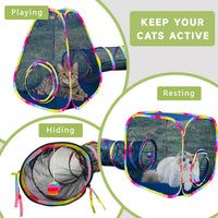Outdoor Cat Enclosures, Cat Tunnels Catio Tents Cubes for Indoor Cats with Play Ball, Collapsible - image 3