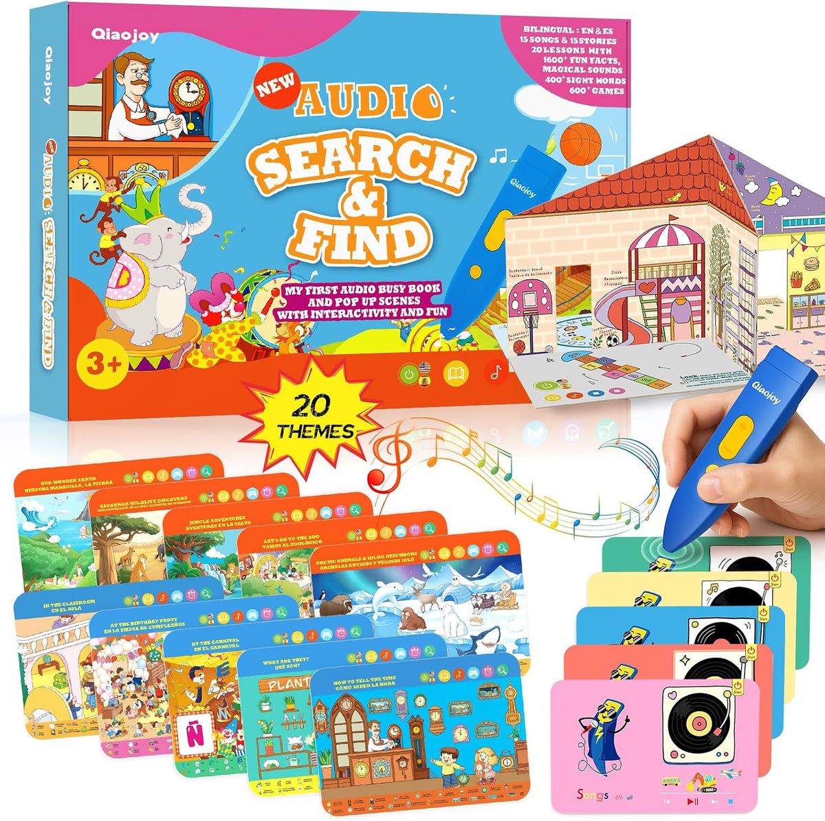 Qiaojoy Bilingual Interactive World Map for Kids Learning Educational - Search and find