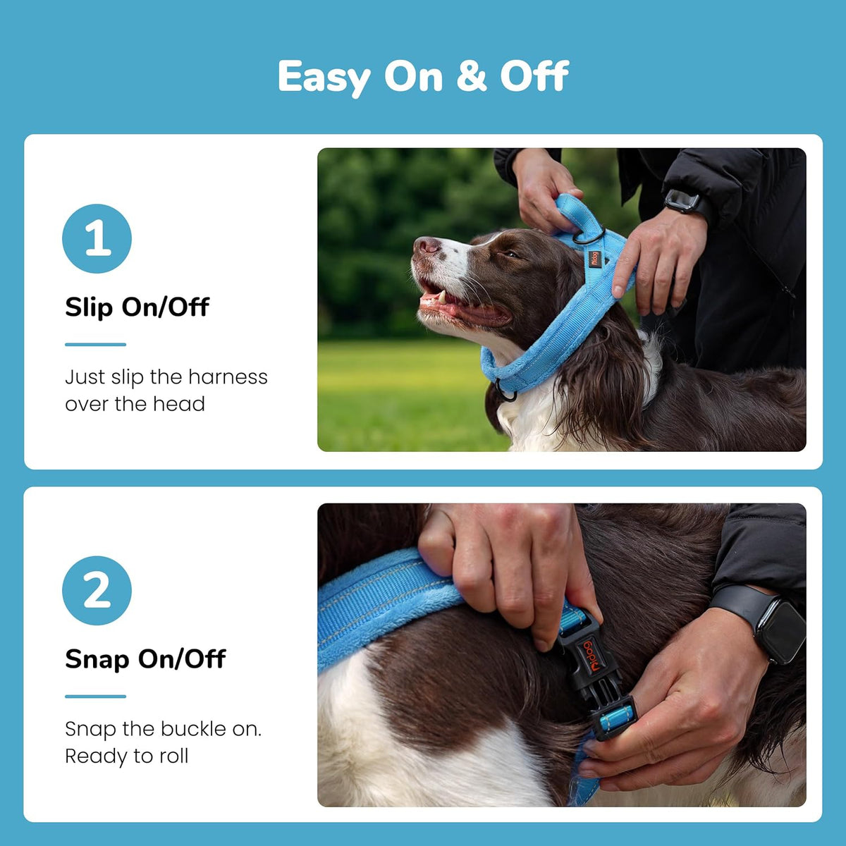 No Pull Dog Harness for Small Dogs, Soft Flannel Padded, XS - XS:chest 15-19" / Blue - image 3