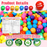Vanland Ball Pit Balls, Plastic Playpen Balls for Babies Toddlers and Kids – Fun for Kids & Family - Bright colors / 200 Balls - image 2