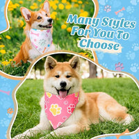 Weewooday 50 Pcs Paw Print Dog Bandanas Bulk for Dogs Soft Bibs Adjustable Triangle pet Bandana for Small Medium Large Costume(Paw Pattern, 25.6 x 17.7 x 17.7 Inch)
