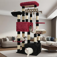 Maine Coon Cat Tree, Heavy Duty Cat Tower for 20 lbs+, GCT033G – Essentials for Cats - 68.5 inches / Black and red