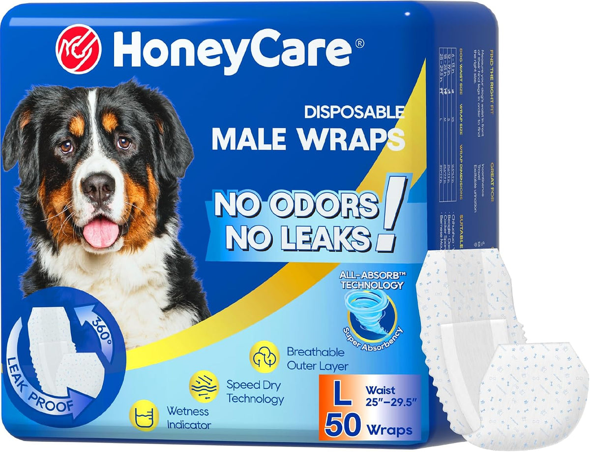 HONEY CARE All-Absorb A26 Male Dog Wrap - 1 / Large( 50 Count)( Pack of 1)