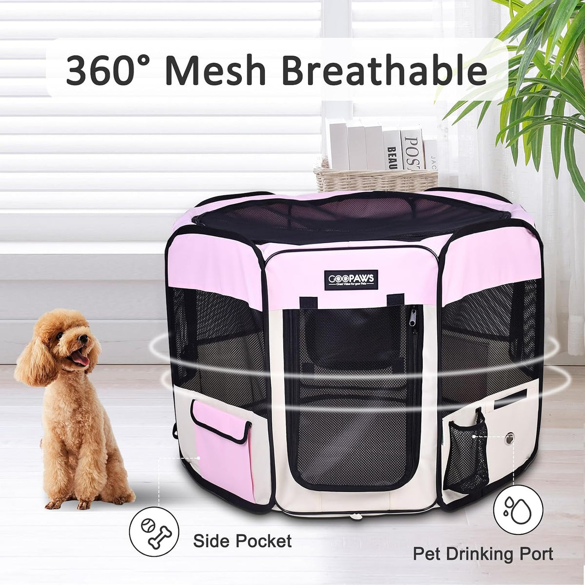 JESPET 61" Pet Dog Playpens - Pink / 61x61x30 Inch (Pack of 1) - image 4