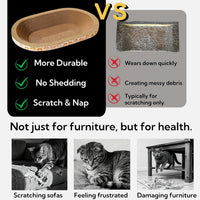 3 Pack Cat Scratcher Bed, Oval Cardboard Cat Scratcher Cat Scratch Pad Board Lounge Couch - image 3