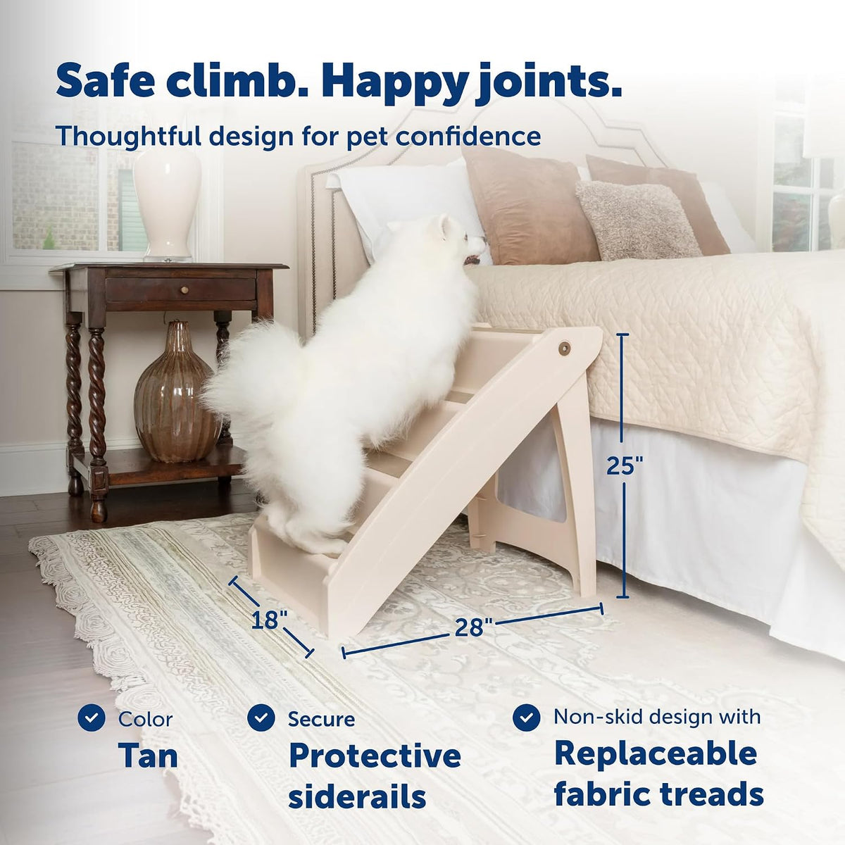 PetSafe CozyUp Folding Dog Stairs - Bed - 25 Inches Tall / Tan - image 3