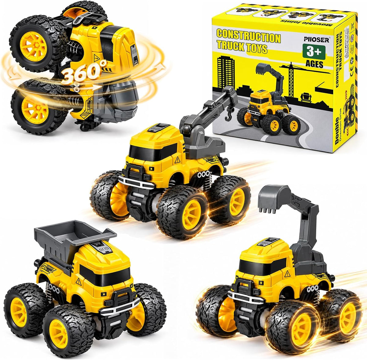 4 Pcs Construction Monster Truck Toys