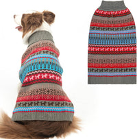 Dog Sweater - Winter Coat Apparel Clothes with Colorful Stripes for Cold Weather – Essentials for Dogs - Medium/Large / Grey