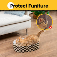 Conlun Oval Cat Scratcher Bed - Checkerboard / 4 Pads - Medium (16.9"L x 12.9"W x 3.5"Th) - image 4