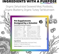 InClover Daily Multi Cat & Dog Vitamin - Canine & Feline Vitality Powder - Immunity Boost with Organic Blueberry, Seaweed, Turkey Tail Mushroom & Postbiotic Fibers - Critical Immune Defense Supplement