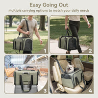 Petsfit Medium Expandable Cat Carrier for Air Travel - 19.0"L x 12.0"W x 12.0"H / Green - image 3