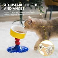 Ceramic Elevated Raised Cat Bowls, Cat Food Dish with Stand - Red & Blue - image 3