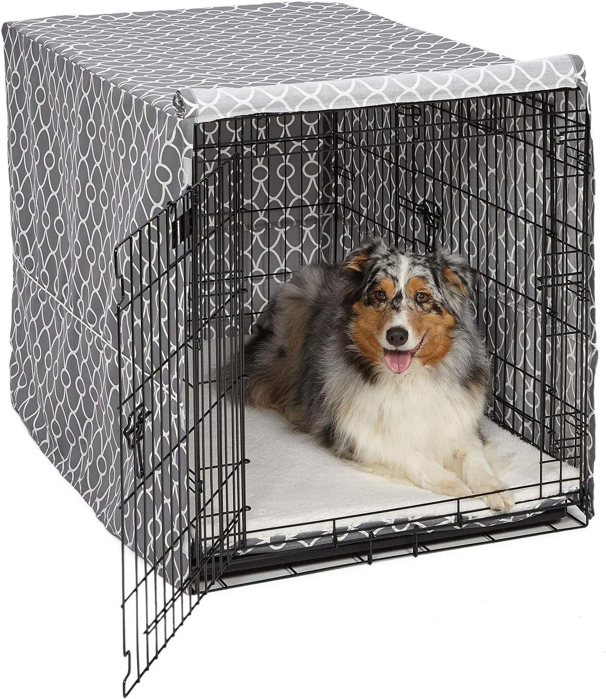 MidWest Homes for Pets Medium Dog Crate Cover - Gray Geometric Pattern / Fits 42 Inch Crate