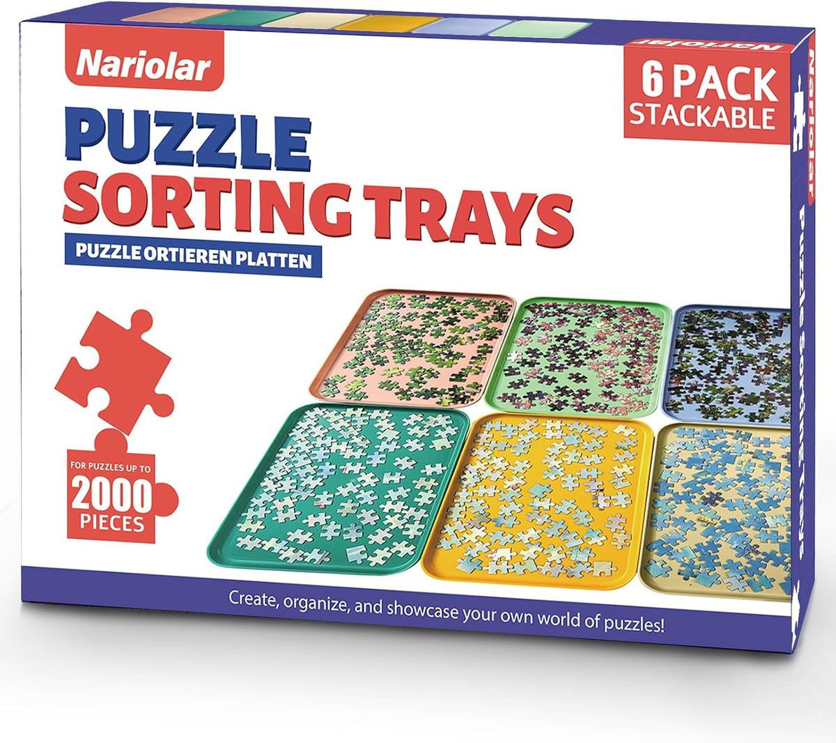 Nariolar extra-large stackable puzzle sorting trays in 6 colors - view 2