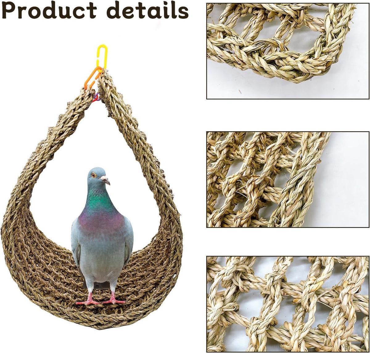 Bird Seagrass Mat 30 x 7 Inch Parrot Natural Seagrass Woven Net - 1Pc 39.4" × 7" - image 4