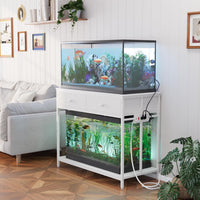 VOWNER 40 Gallon Aquarium Stand with Power Outlet & Cabinet Storage - White / 39.4" L x 18.9" W x 31.5"H