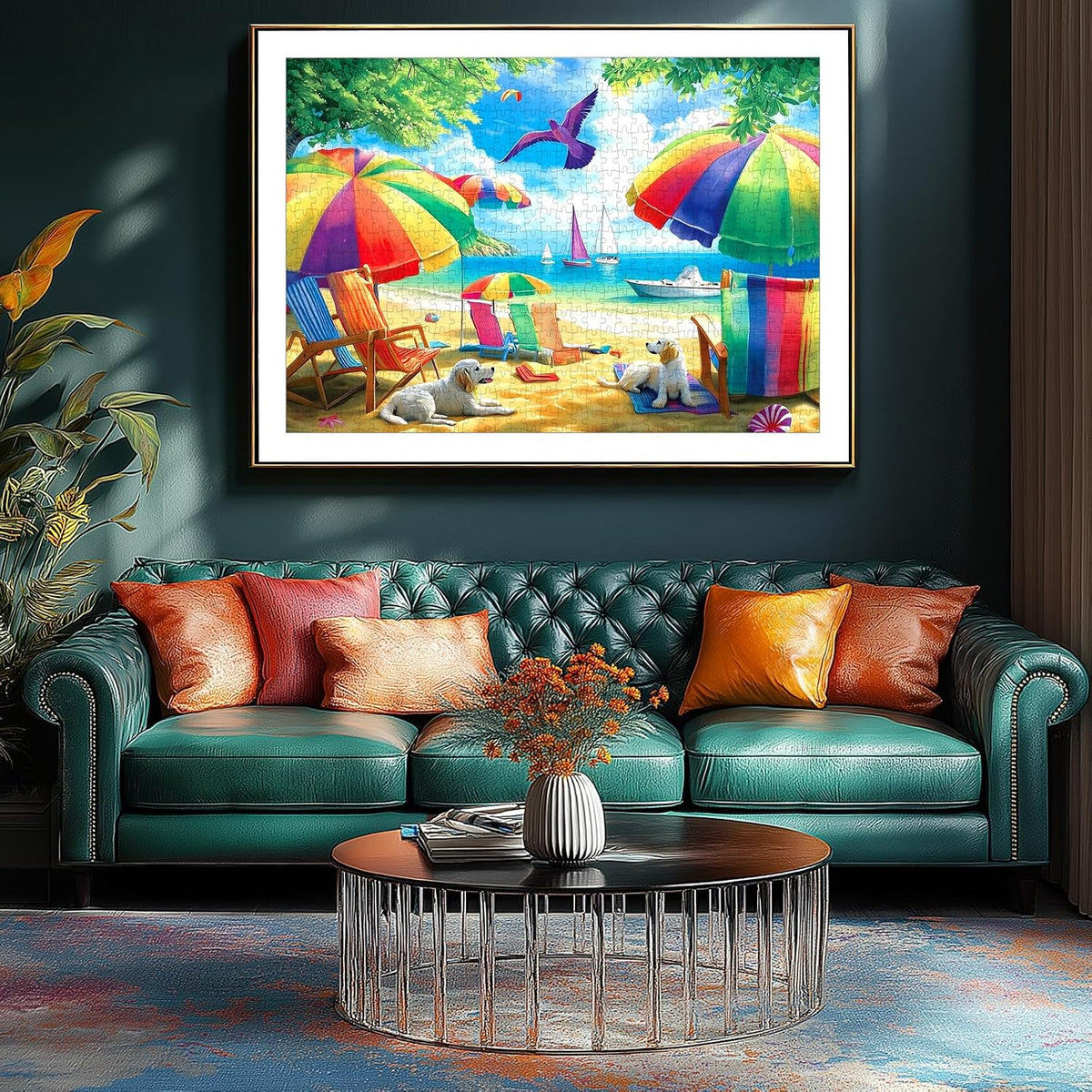 Halloween Puzzle 500 Piece with Lettered for Adults Gift - 1000piece - Beachside Umbrellas - 27.5x19.7" / Retired Models - image 2