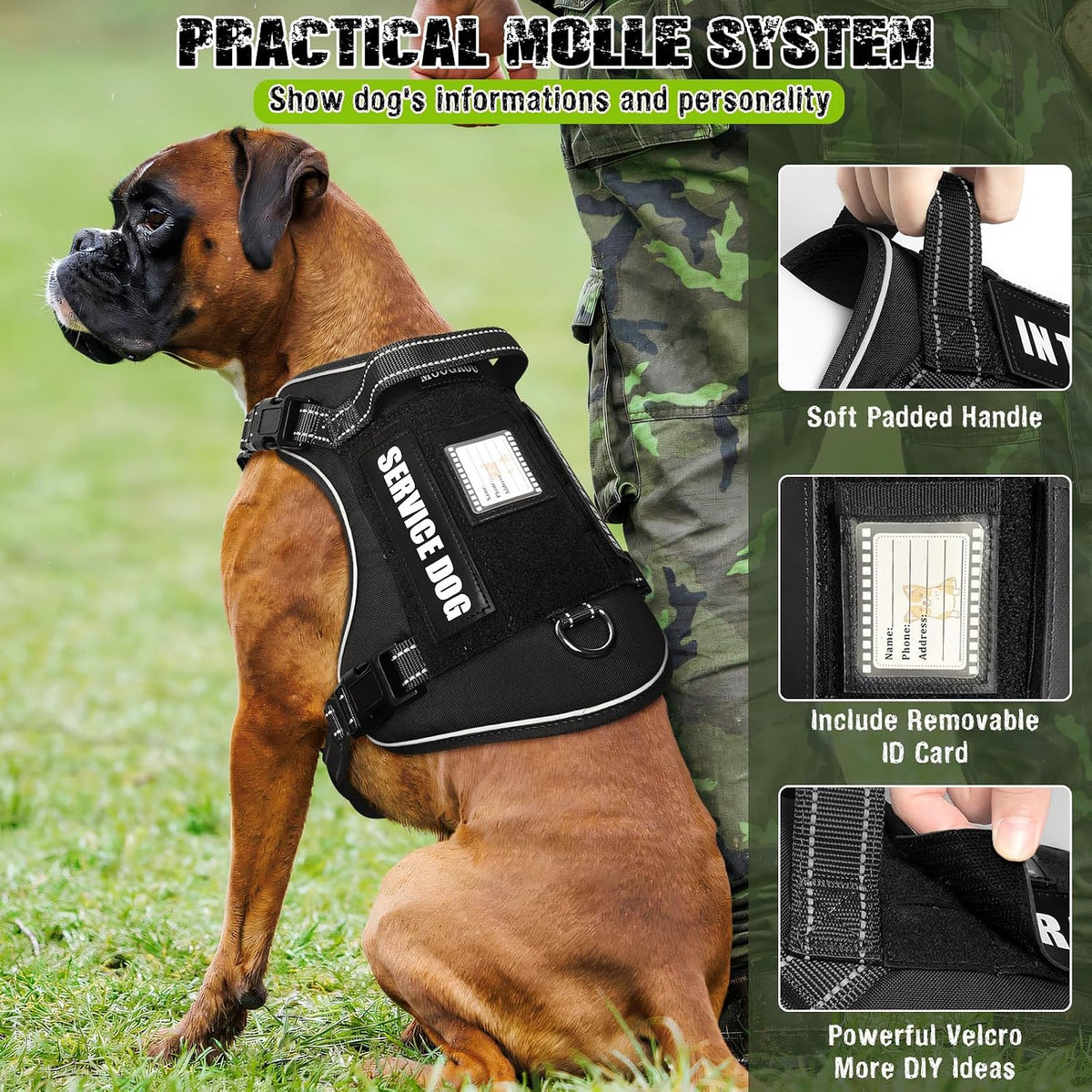 Tactical Dog Harness and Leash Set with 10 Patches for Large Dogs – Essentials for Dogs - X-Large / Black - image 4