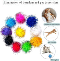 PET SHOW Pack of 30pcs Cat Toy Balls Set Interactive Pompoms Kitten Toys Golden Thread Ball Paper Balls Quiet Indoor Outdoor Footballs Play Activity Chase Training