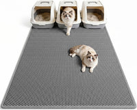 Pieviev Cat Litter Mat, Double-Layer Waterproof Litter Trap - Gray / 47x36 Inch
