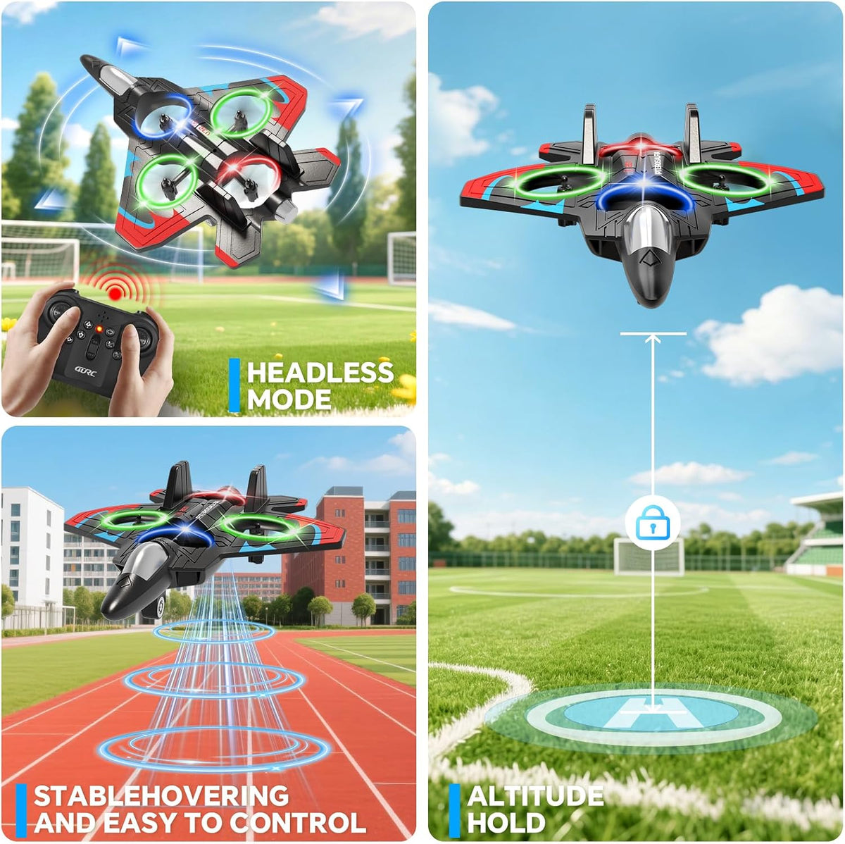 4DRC V32 Foam Remote Control Airplanes RC Planes for Kids Adults - Red-2 Batteries - image 3