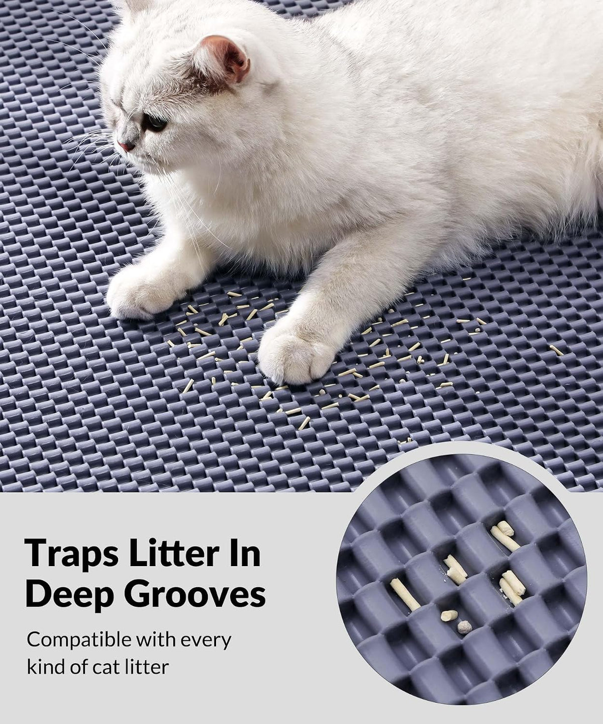 Cat Litter Mat, Cut to Fit Any Place - Grey / 35x23 Inch - image 4