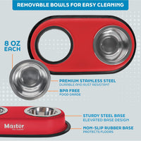 Master Pet Supply Double Dog Bowls Set with Elevated Base Black Velvet – Essentials for Dogs - Crimson Flame - image 3