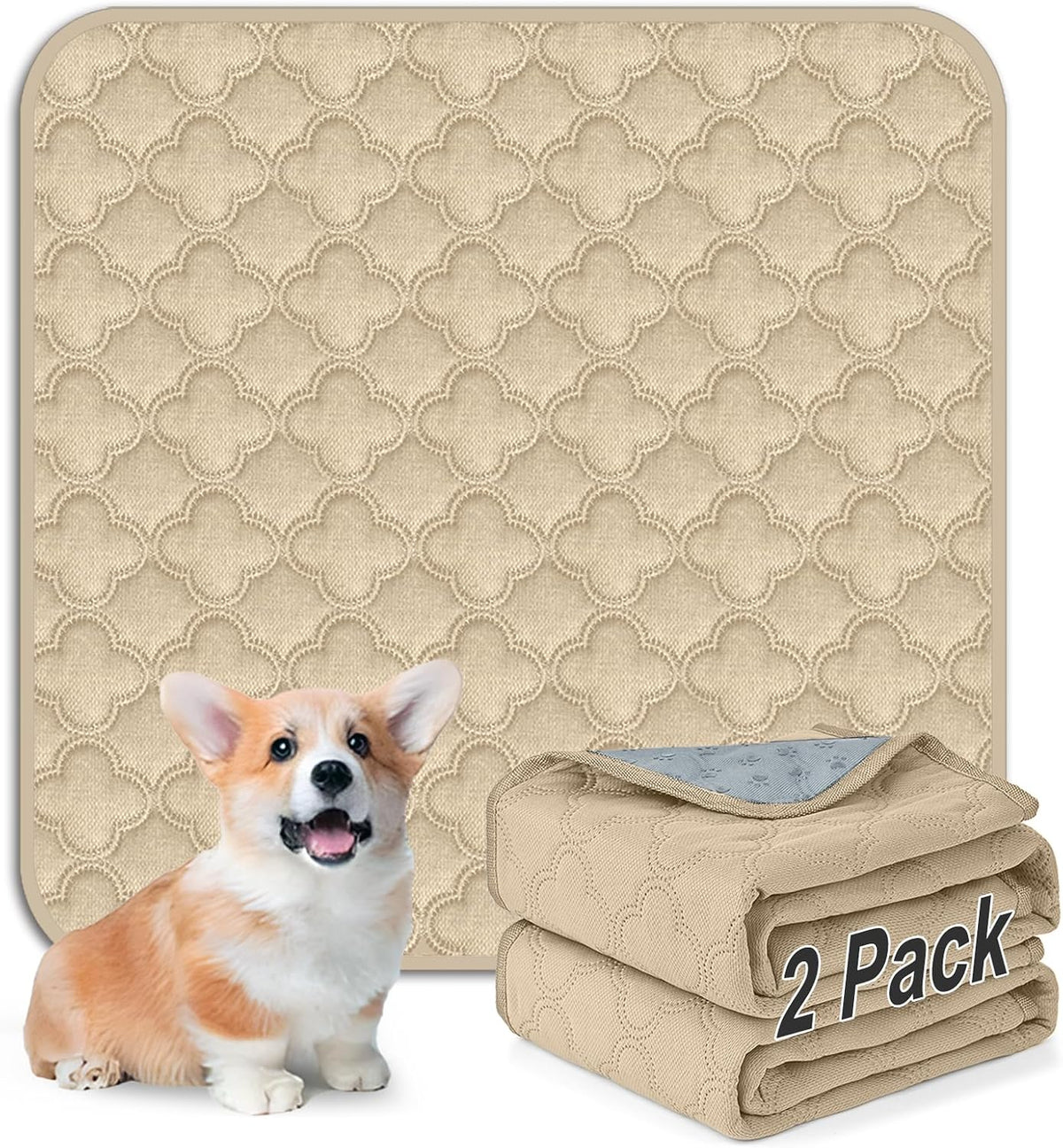 FunFurry Washable Pee Pads for Dogs - Cream / 24" X 24" - 2 Pack