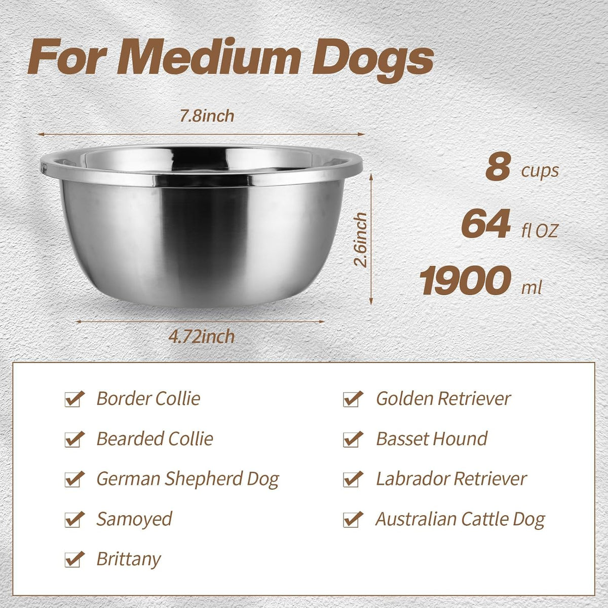 10 Pcs 8 Cup Metal Dog Bowls Stainless Steel Food Dish – Essentials for Dogs - 6 - image 2