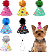 6PCS Dog Birthday Party Hats Felt for Small Medium Dogs Paw Bone – Essentials for Dogs - Party Hat / Mini