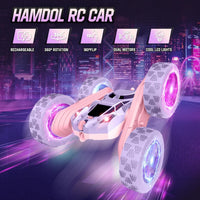 Hamdol Remote Control Car for Kids - Pink&purple / Glow (Headlights & Wheel Lights) - image 2