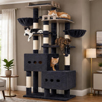 Maine Coon Cat Tree, Heavy Duty Cat Tower for 20 lbs+, GCT033G – Essentials for Cats - 74.8 inches / Dark Gray