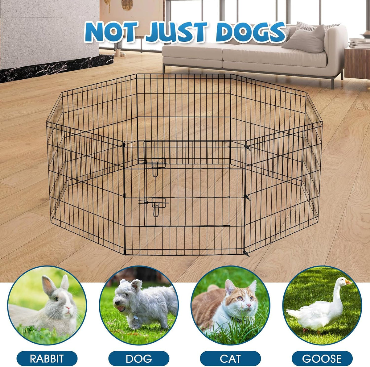 PEEKABOO Foldable Rustproof Dog Playpen with Door, 8 Panels 24"H – Essentials for Dogs - 8 Panels 24"H x 24"W Playpen+Top Cover - image 4