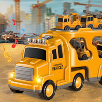 Beby Buty 5 in 1 construction truck toys with transport carrier, crane, mixer, bulldozer, excavator - view 5