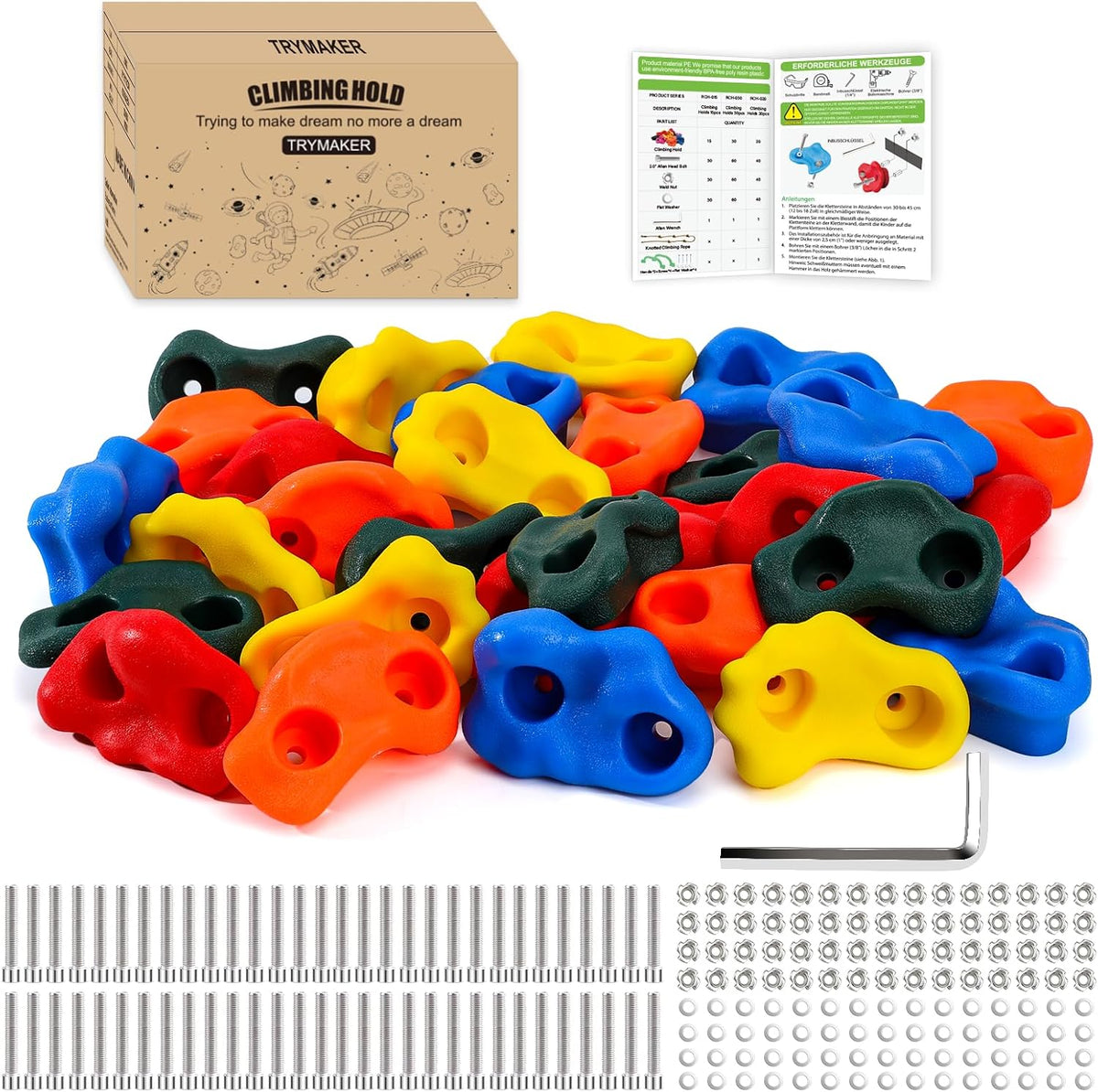 Trymaker Rock Climbing Holds - Small Size-30pcs