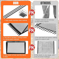Chicken Poop Scooper and Rake with Ergonomic Handle, 2 in 1 Large Metal Chicken Coop Scoop for Poop with Adjustable Stainless Steel Pole, Sand Sifting Shovel for Chicken Coop Accessories