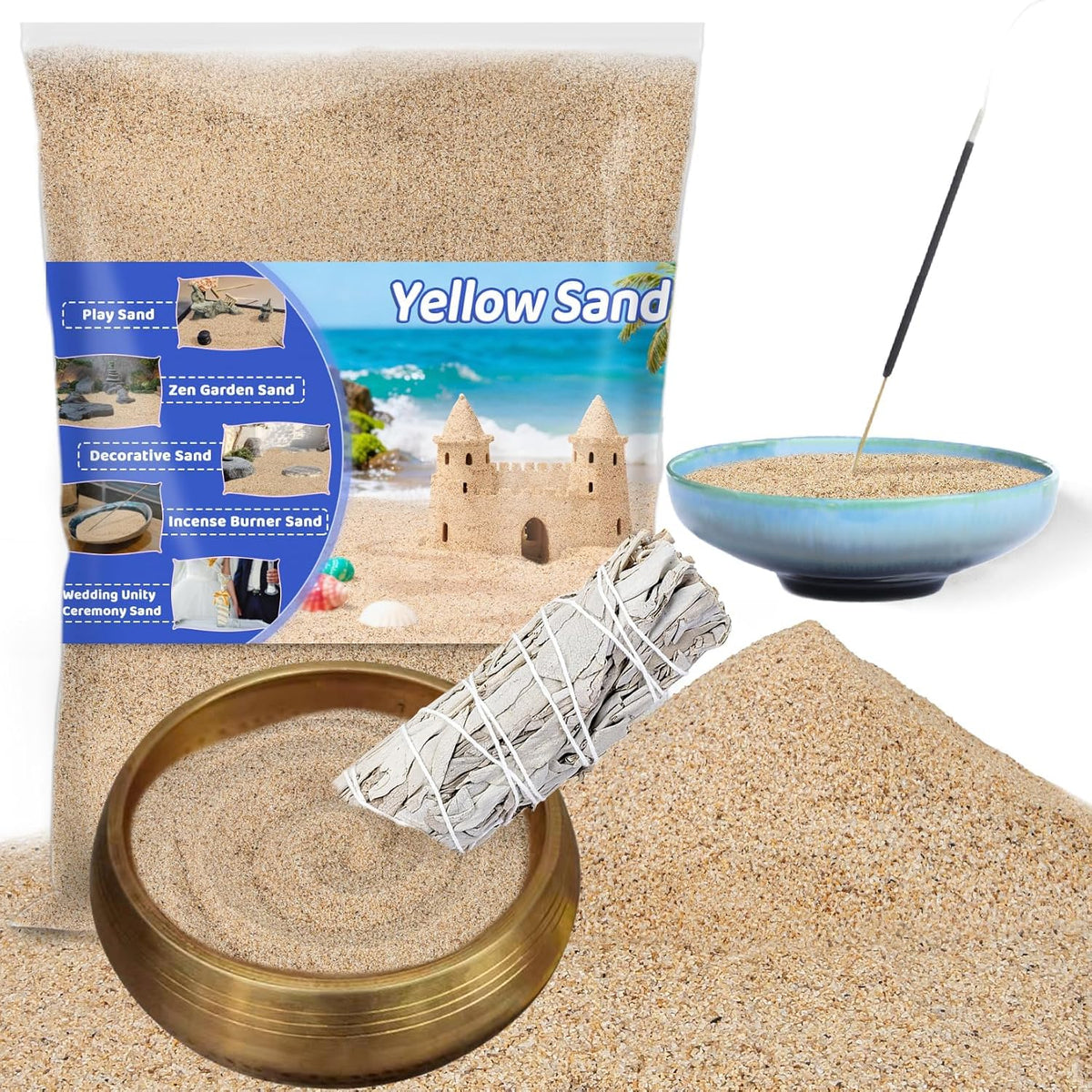 RAINFLOW 15oz Fine Yellow Sand for Crafts - Yellow / 15 OZ