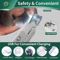2-in-1 Cat Nail Clippers & Dog Nail Clippers Trimmers for Large Medium Small Dogs Cats Claw Trimmer Quick Sensor and Safety Guard USB Rechargeable with 2 LED Lights Dogs Nail Trimmer