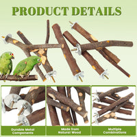 8 Pack Natural Wood Bird Perches for Cage, Wooden Parrot Perch – Essentials for Birds - Medium Size-6 Pack - image 3