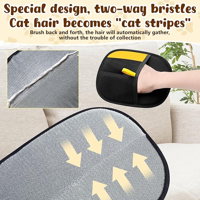 Pet Hair Removal Gloves, Pet Hair Remover Electrostatic Gloves for Cats & Dogs, Washable and Reusable Cat Hair Remover for Cat Beds, Bed Sheets, Sofas, Clothes, Carpets, Curtains (2pcs)