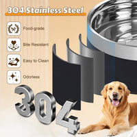 UPSKY 27oz Elevated Stainless Steel Dog Bowls Non-Slip Wooden Stand - Black - image 4