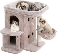 Heybly 26.3" Cat Tree for Large Cats with Big Perch & Dual Condos - Rosy Brown / 26.3 inch - image 3