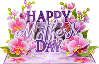 Happy Mothers Day Orchids Pop Up Card - 5" x 7"